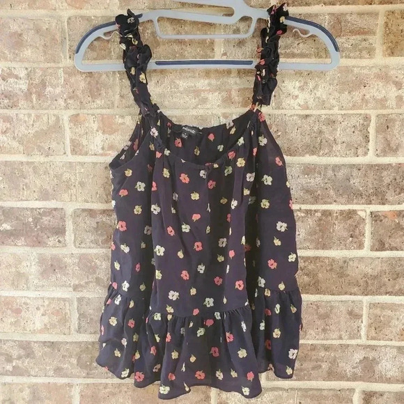Madewell Silk Ruffle-Strap Cami Top in Confetti Floral Size 6 - Picture 4 of 6